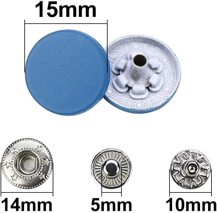 Peacock Blue 30 Set Metal Snaps For DIY Clothing Bags Leather Craft Sewing Buttons - Image 2